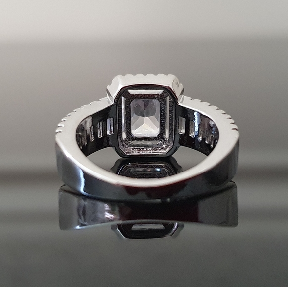 New Large Silver Rectangle Diamond Ring - Picture 4 of 5